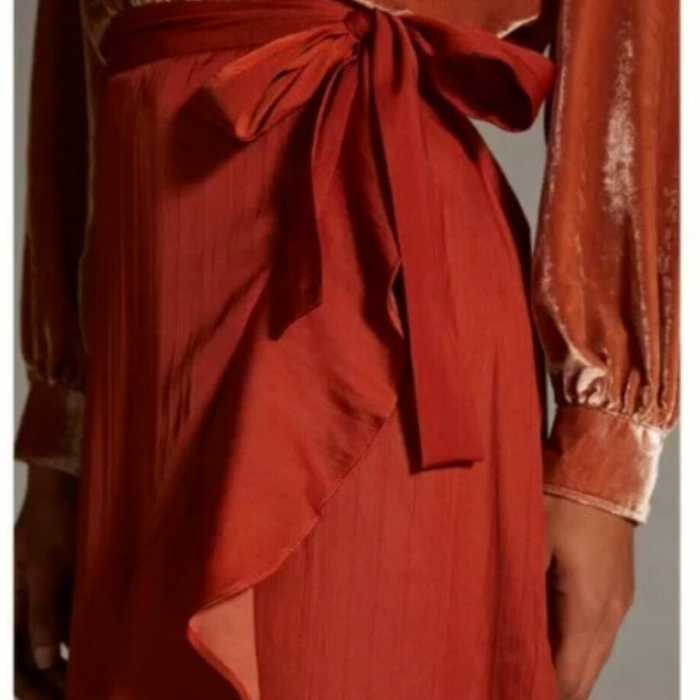 Anthropologie Maeve 2X NWT Ruffled Wrap Maxi Skirt Plus Dark Orange 120$ Plus - Picture 8 of 10
